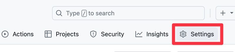 Settings button on Github repository